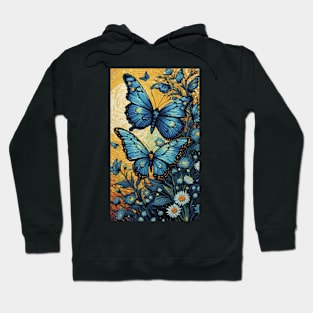 Starry Night Flutter: Van Gogh's Butterfly Mosaic Hoodie